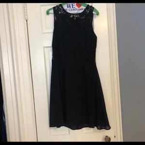 black lace fit and flare dress